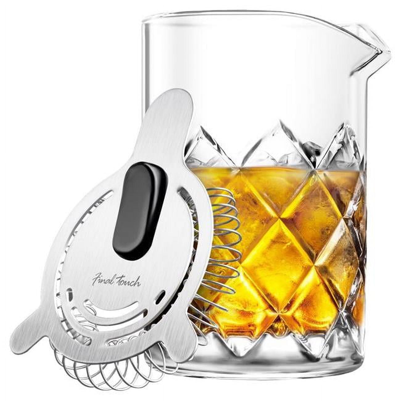 Final Touch Clear Glass Cocktail Mixing Pitcher with Strainer, 13.5 oz