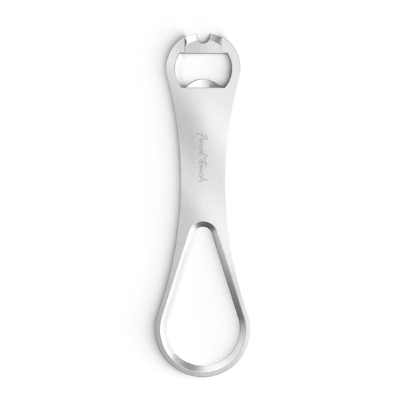 Final Touch Bartenders Speed Bottle Opener  Stainless Steel Multi-Function 4-in-1 Bar Key with Tapered Tear-Drop Ring, Can Tab Opener, Cork Cap & Bottle Spout Puller  304 Commercial Grade Bar Tool
