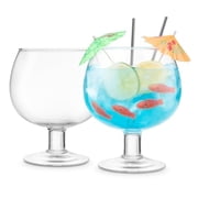 Final Touch Fishbowl Glass, Set of 2 - Extra Large Novelty Cocktail Cups for Oversized Margaritas, Daiquiris, Vibrant Party, Weddings, Gifting - Drinkware with Thick Stem & Dishwasher Safe