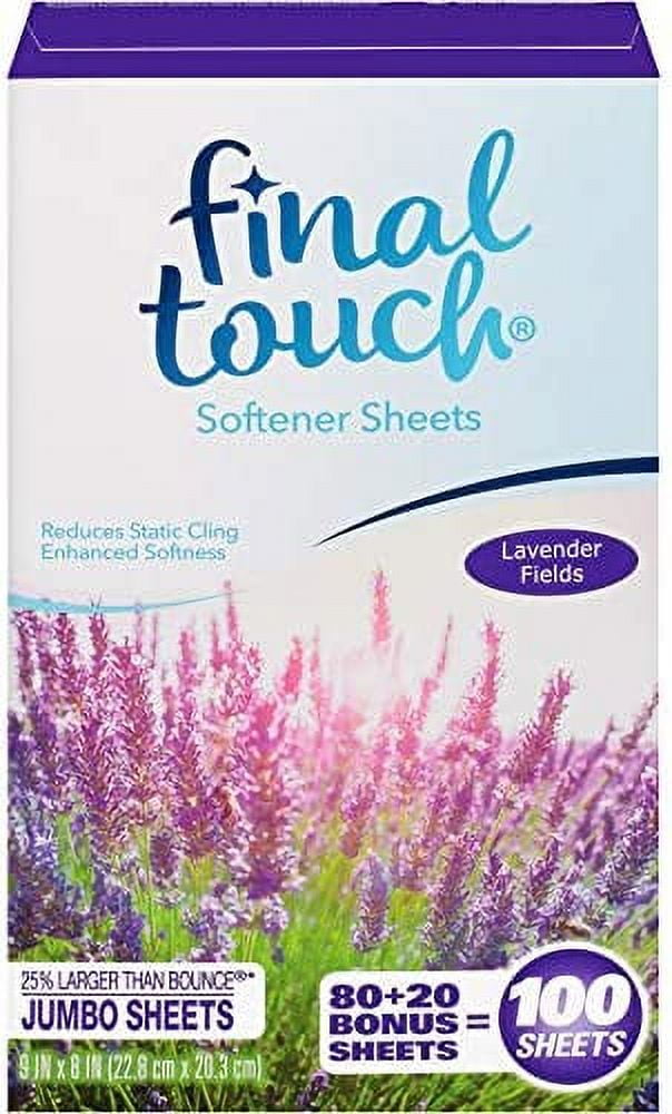 Final Touch Lavender Fields Fabric Softener Dryer Sheets, 100 Count