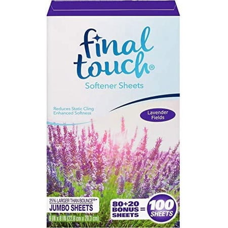 Final Touch Lavender Fields Fabric Softener Dryer Sheets, 100 Count
