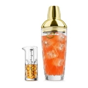 Final Touch Yarai Cocktail Shaker Set - Japanese Inspired Bar Tools Set with Brass Plated Lid and Measuring Jigger - Premium Mixology Kit for Bartenders and Home - 24 oz 700ml - FTA1859-18