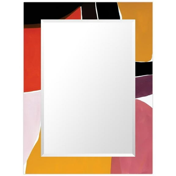 'Finale'Rectangular Beveled Mirror on Free Floating Printed Tempered Art Glass