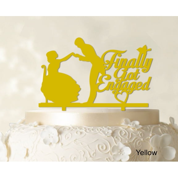 Finally Got Engaged Couple Cake Topper Wedding Cake Topper Color Option Available 6"-8" Inches Wide