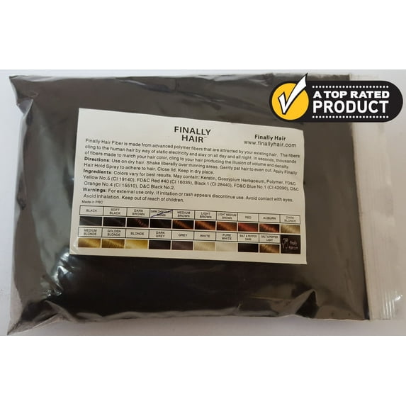 Finally Hair - Hair Fibers - Refill Bag - Dark Chocolate Brown - 57 Gram (2oz)
