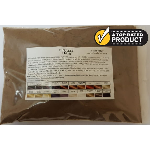 Finally Hair (2oz) Refill Bag Premium Hair Fibers Light Medium Brown