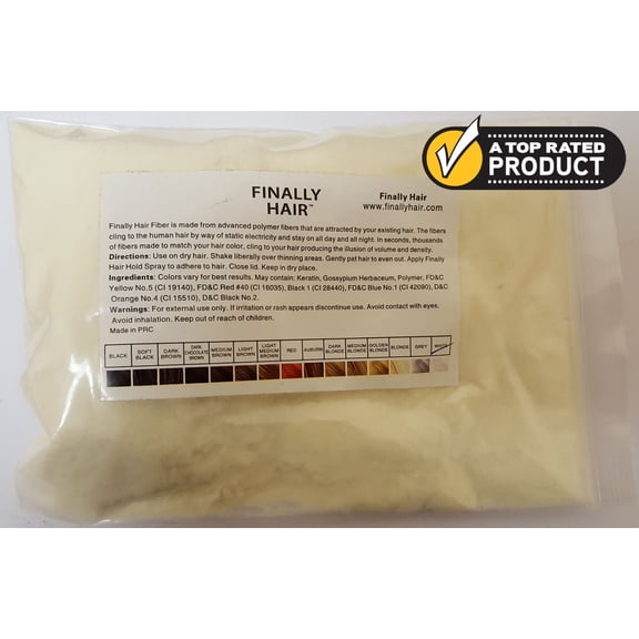 Finally Hair White 25g Refill Bag - Hair Building Fiber - 25 Gram Thickener