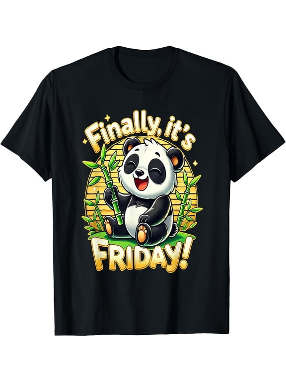 Finally Its Friday Happy Panda Bamboo Feast Weekend Vibe T-Shirt