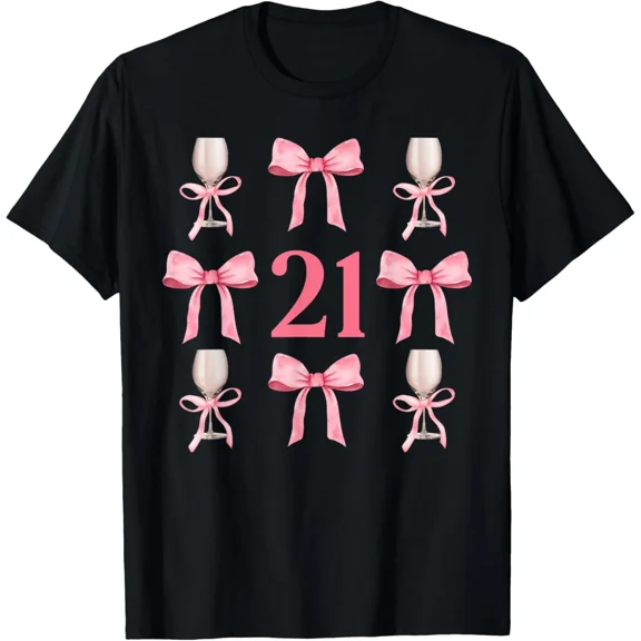 Finally Legal 21st Birthday 2003 21 Years Cute Coquette Wine T-Shirt