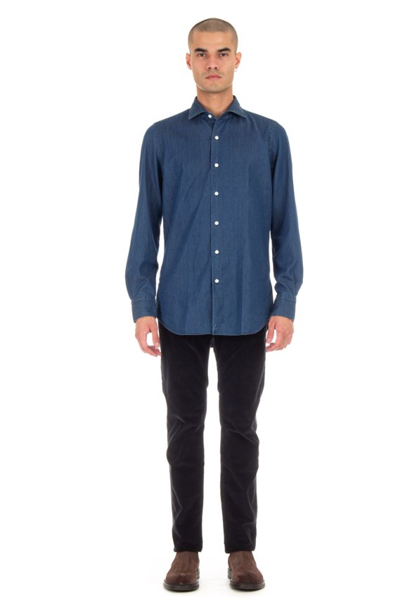 Finamore Twill Denim Tailored Shirt Milano Line (Men's)