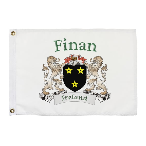 Finan Irish Coat of Arms Small White Flag - 16"x10.5" inches