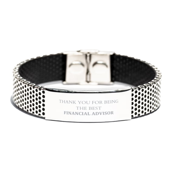Financial Advisor Gift Engraved Stainless Steel Bracelet - Thank You for Being the Best Financial Advisor - Perfect Appreciation Gift for Retirement, Birthday, and Graduation