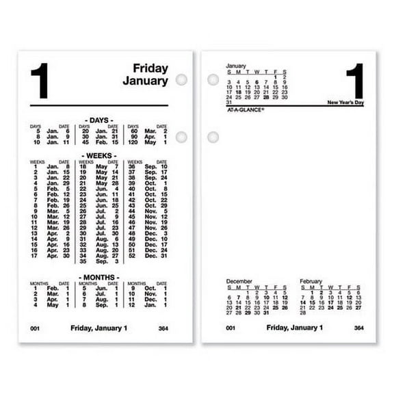 Financial Desk Calendar Refill, 3.5 x 6, White Sheets, 12-Month (Jan to Dec): 2026 | Bundle of 2