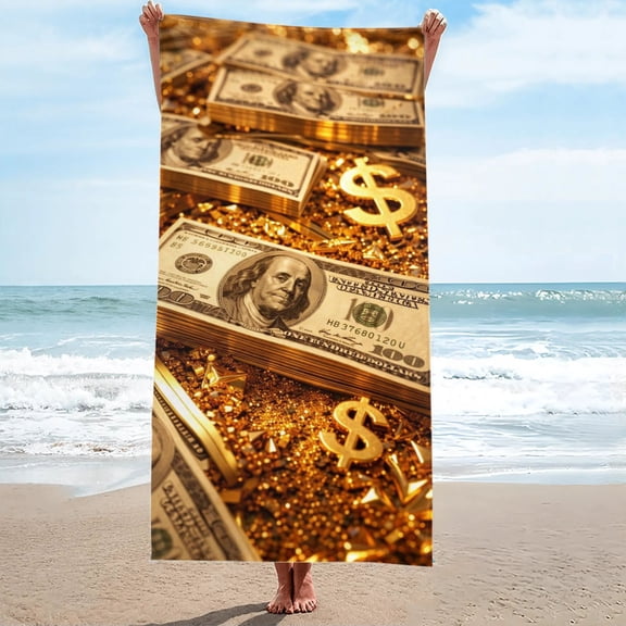 Financial Freedom Money Magnet Beach Towel Oversized Sand Free 27.5"x55"