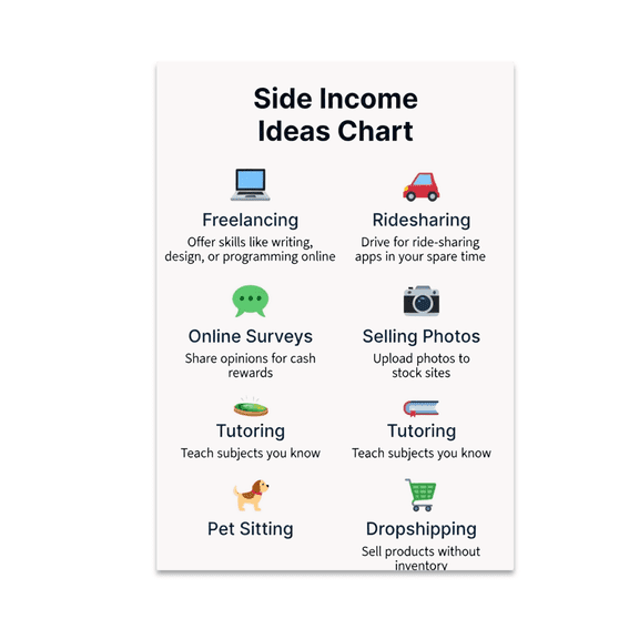 Financial Infographic Chart - Side Income Ideas Enthusiast - 13x19 Poster Print