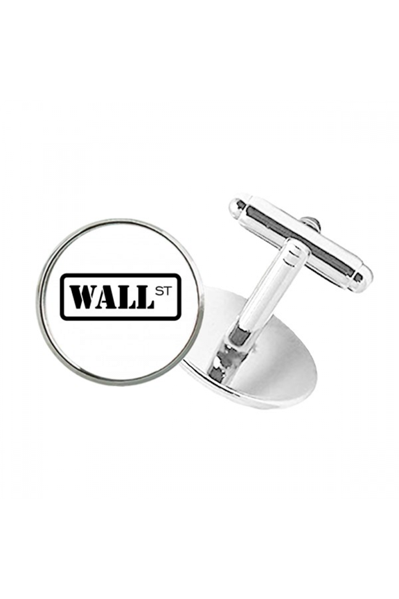 Financial Transaction Center Securities Round Button Cuff Clip Stud Cufflinks