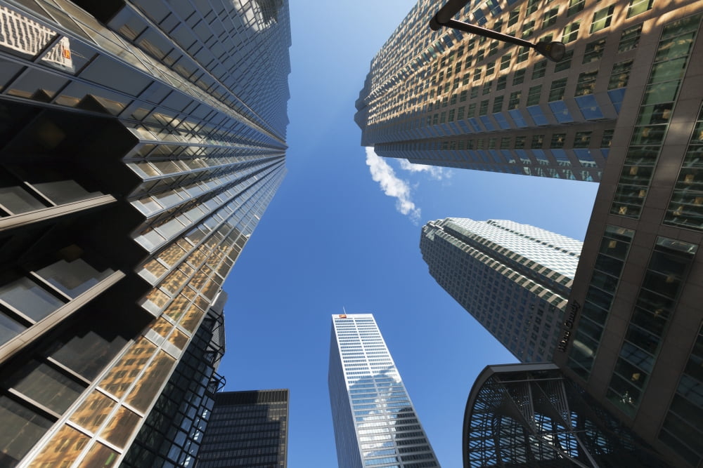 Financial district buildings on Bay Street Toronto Ontario Canada Canvas Art - Peter Mintz Design Pics (38 x 24)