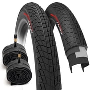 Fincci 20x1.75 Bike Tires with Schrader Valve Inner Tubes 47-406 Foldable for BMX, Tricycles, and Hybrid Bikes, Set of 2