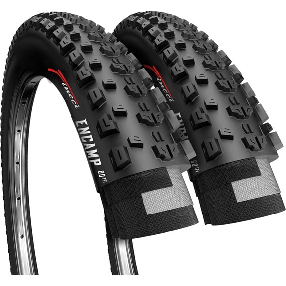 Fincci 26x1.95 Bike Tires (50-559) Foldable Knobby Tread for MTB and Hybrid Bikes, 2-Pack