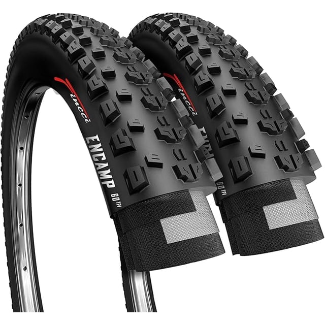 Treading Works Fincci 26x1.95 Bike Tires (50-559) Foldable Knobby Tread for MTB and ...