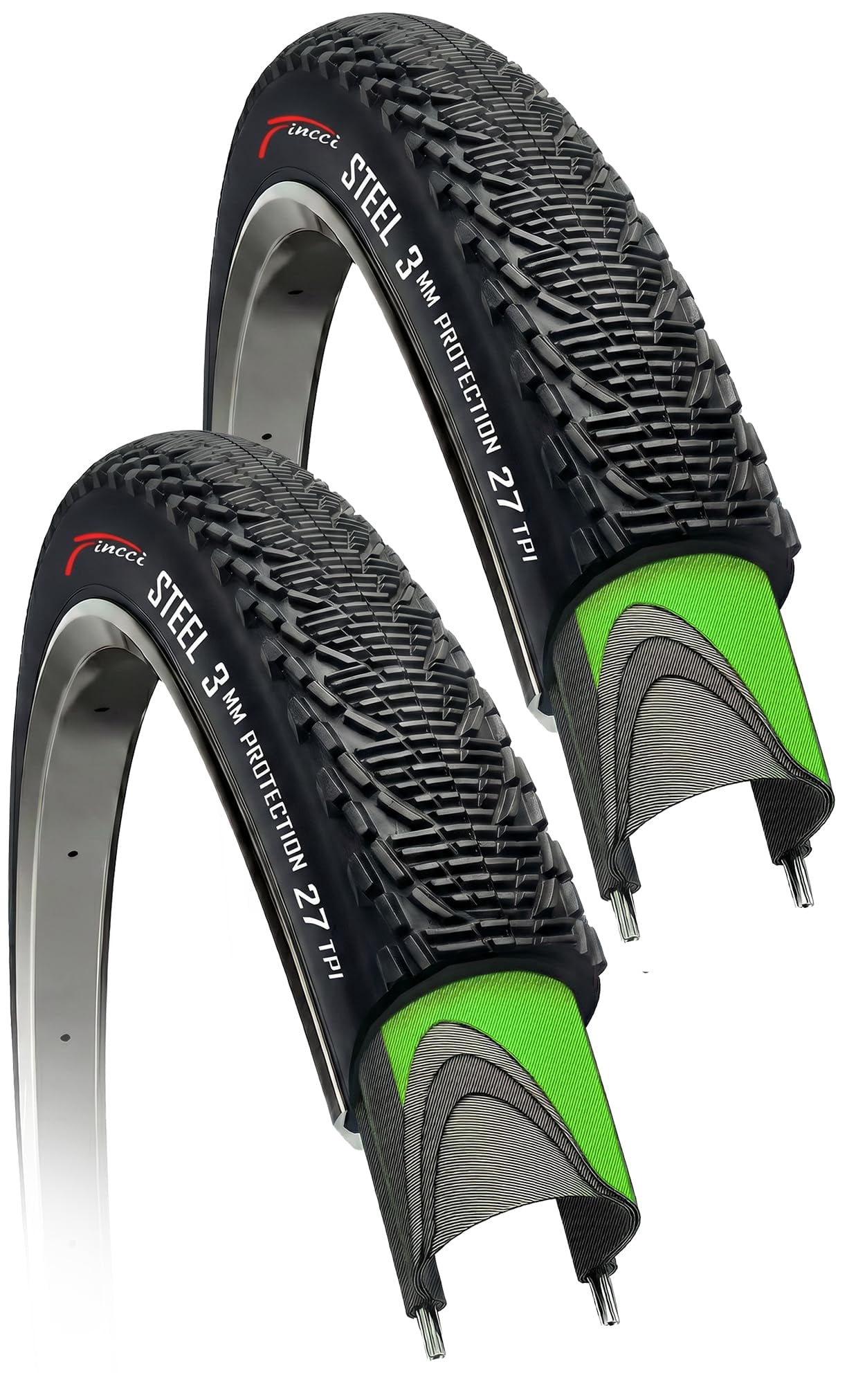 Fincci 26x1.95 Bike Tires (53-559) Foldable Anti-Puncture for MTB, Hybrid, and Road Bikes, 2-Pack