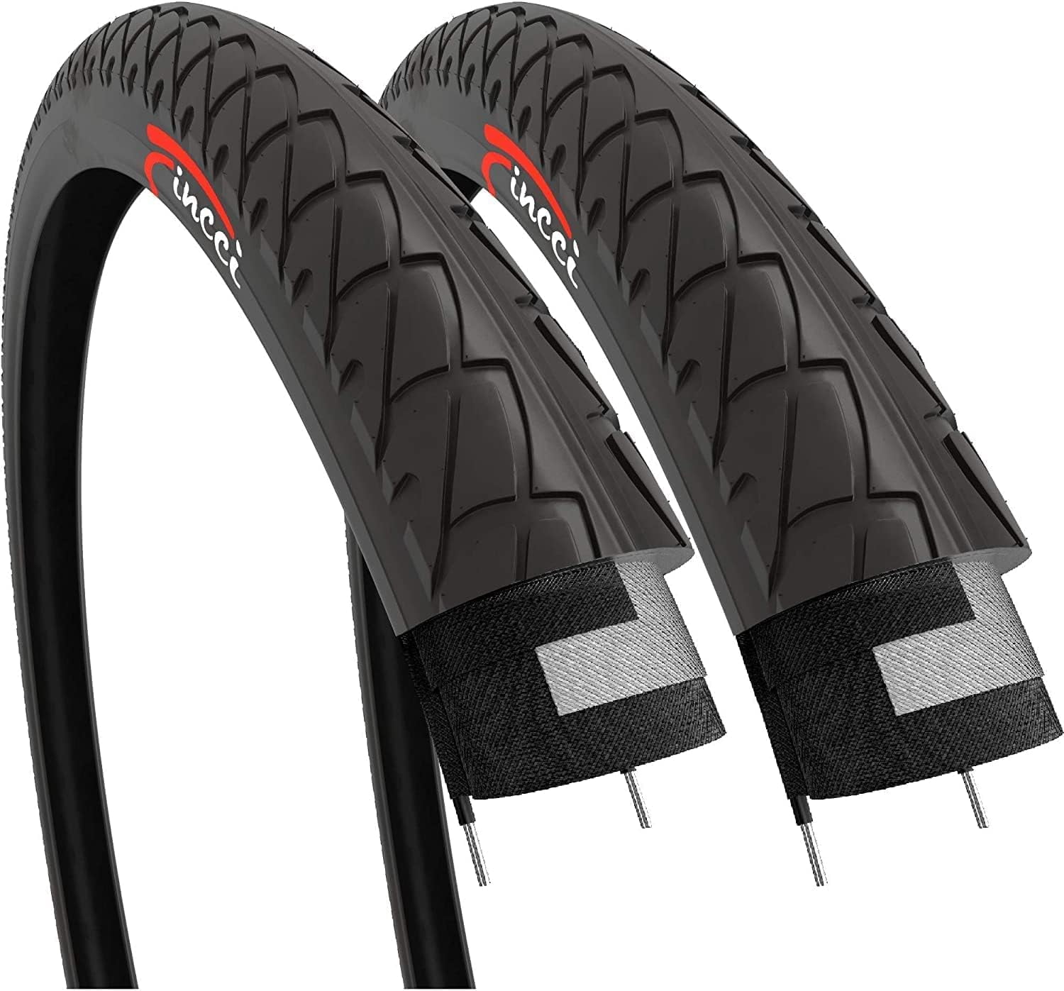 Fincci 26x2.125 Bicycle Tires (54-559) Foldable Anti-Puncture for Road, Hybrid, Mountain, and E-Bikes, 2-Pack