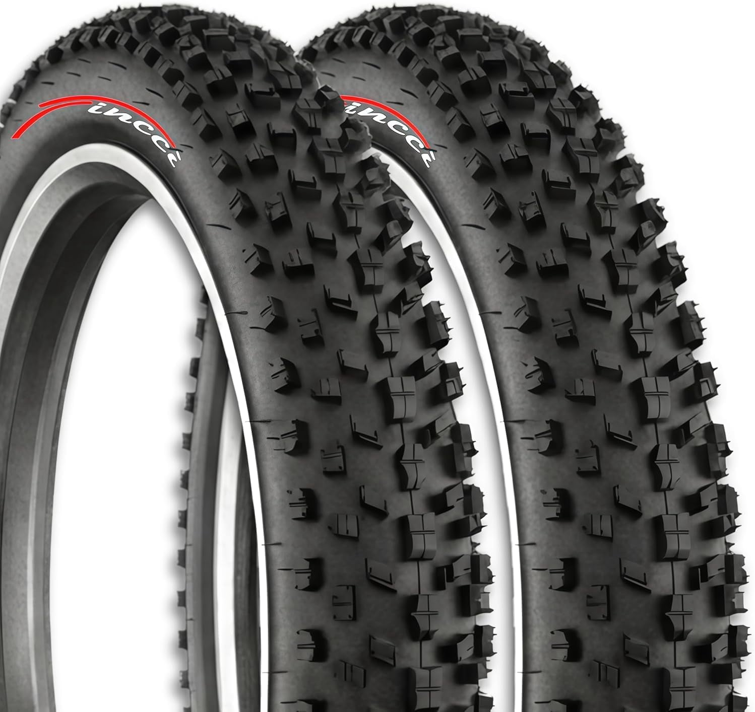 Fincci 26x4.0 Bike Tires (100-559) Foldable Knobby Tread for Mountain, Fat, and Electric Bikes, 2-Pack