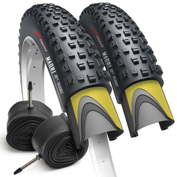 Fincci 29x2.25 Bike Tires with Inner Tubes (57-622) Foldable Anti-Puncture for MTB, Gravel, and Hybrid, Set of 2