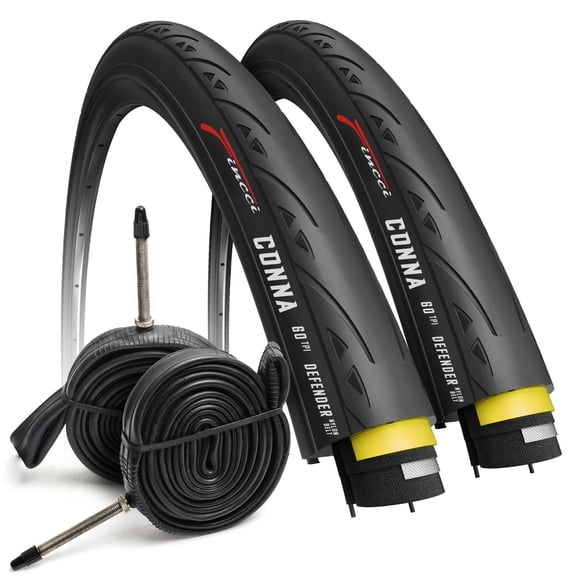 Fincci 700x25c Bike Tires with Inner Tubes (25-622) Foldable Anti-Puncture for Road, Racing, and City Bikes, Set of 2