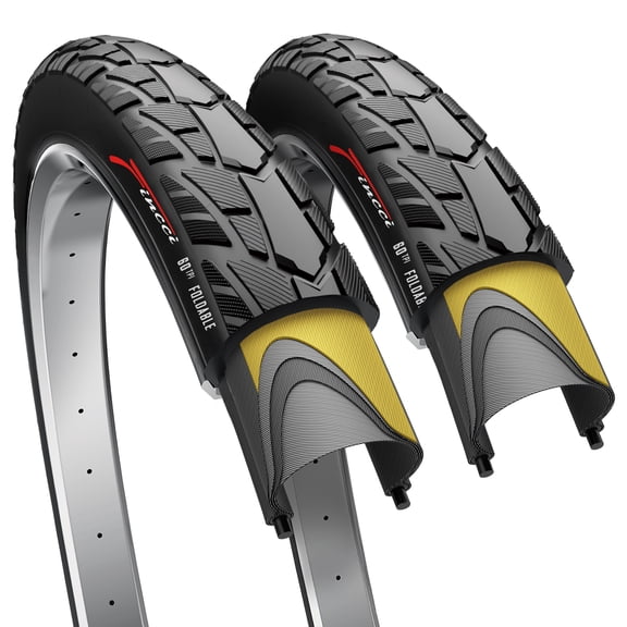 Fincci 700x40c Bike Tires (42-622) Foldable Anti-Puncture for Hybrid, Electric, and Touring Bikes, 2-Pack