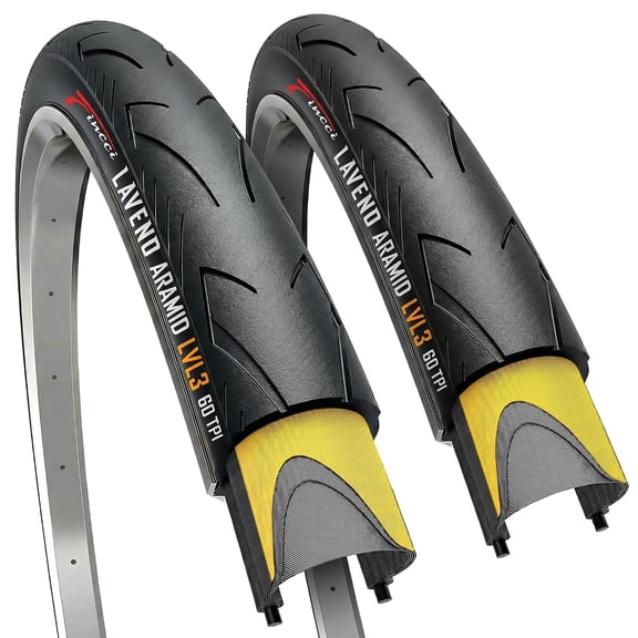 Fincci Laveno 700x32c (32-622) Road Bike Tire, Pair - Foldable 700c Aramid Race Tire, 1mm Puncture Proof