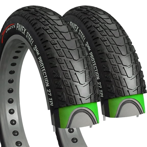 Fincci Pavex 20x4.0 (100-406) Fat Bike Tire, Pair - Foldable 20 inch Fat Tire, 3mm Anti-Puncture