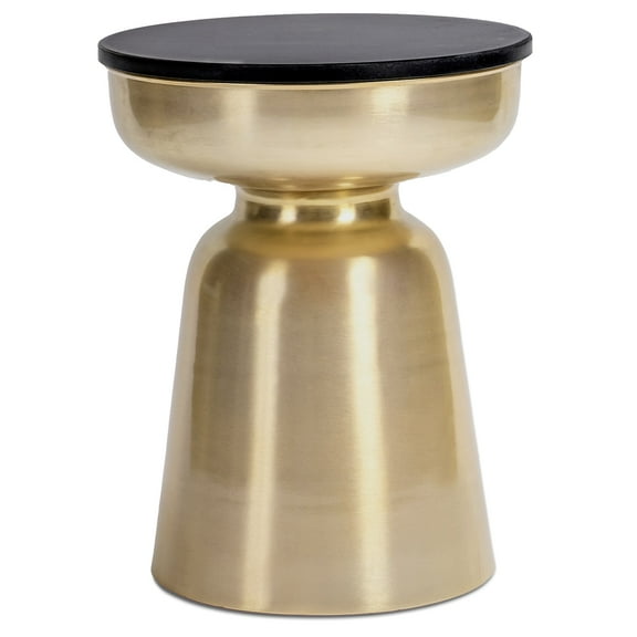Finch Adler Metal Accent Side Table 16 Hourglass Shape Polished Black Matte Gold