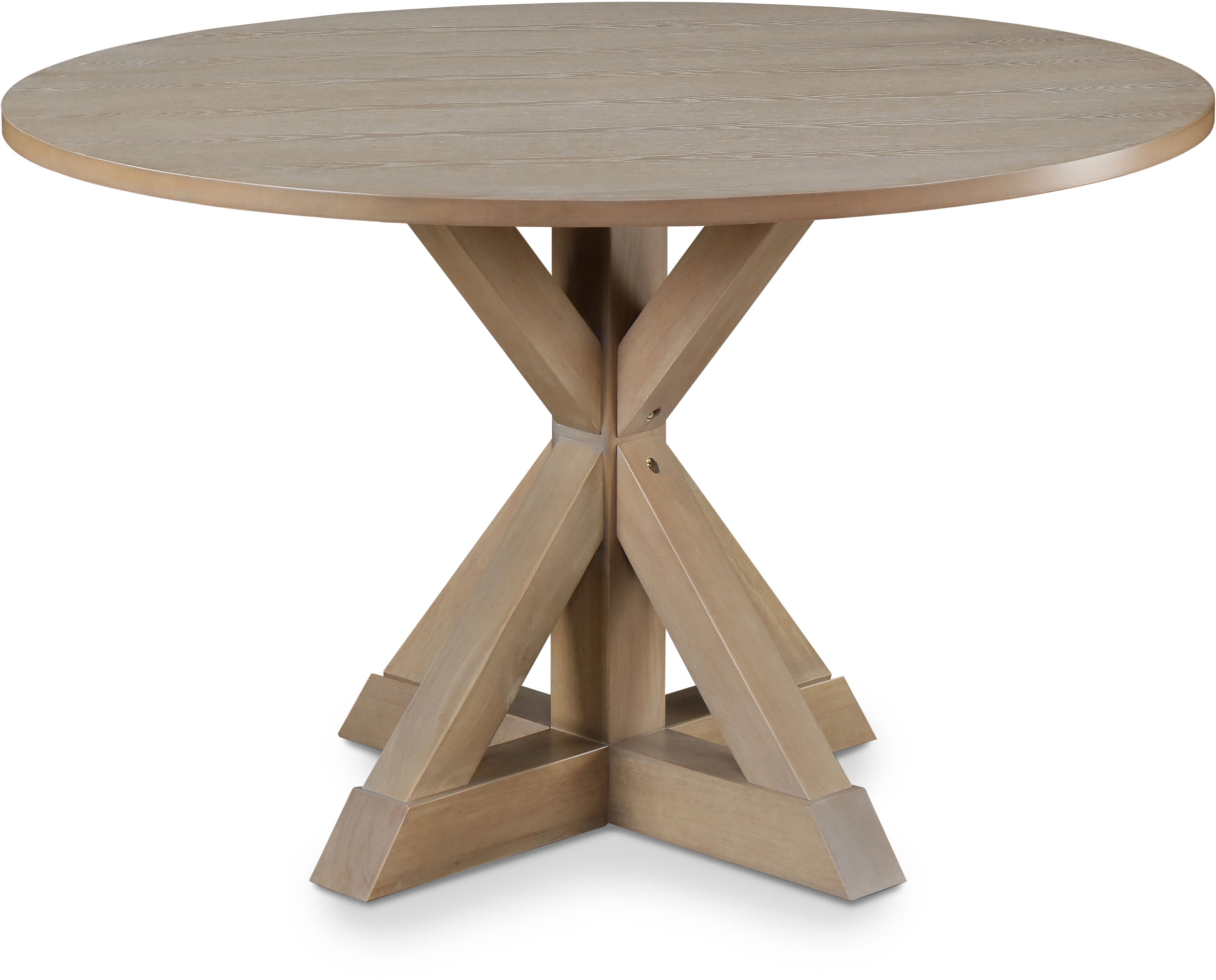 Beige Round Reclaimed Wood Farmhouse Dining Table