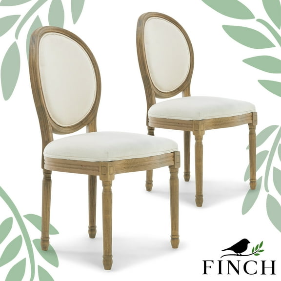 Finch Avignon French Country Upholstered Dining Chair, Vintage Cream (Set of 2)