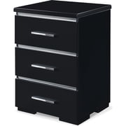 Finch Belmont Contemporary Nightstand End Table with 3 Drawers, Black