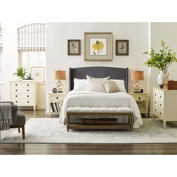 Finch Elmhurst Solid Wood Wing Bed Frame Queen Size in Gray