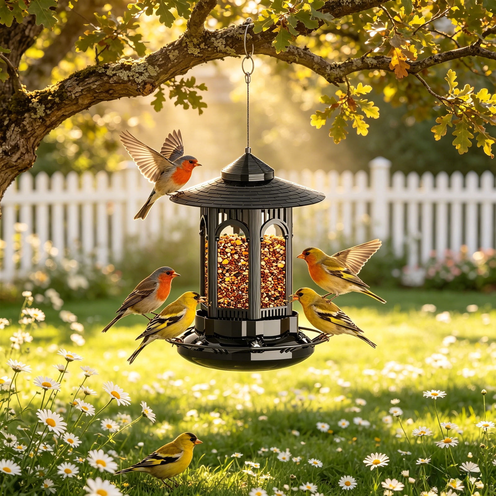 Finch Feeders for Outdoors Hanging,All-Metal Squirrel Proof Thistle Nyjer Bird Feeder,Metal Mesh Tube Bird Feeder for Nyjer Thistle , 2.5 lbs Large Capacity 1PC