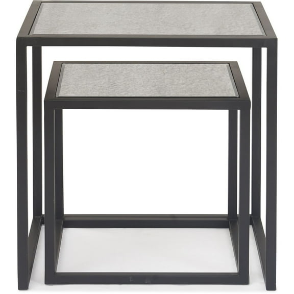 Finch Gramercy Black Mirrored Accent Table Set of 2