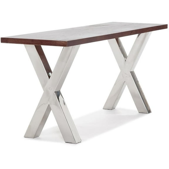 Finch Hamilton Wood and Metal Bench Dark Walnut Brown