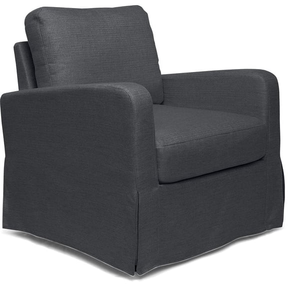 Finch Kingsley Upholstered Fabric Skirted Arm Chair with Curved Arms in Gray