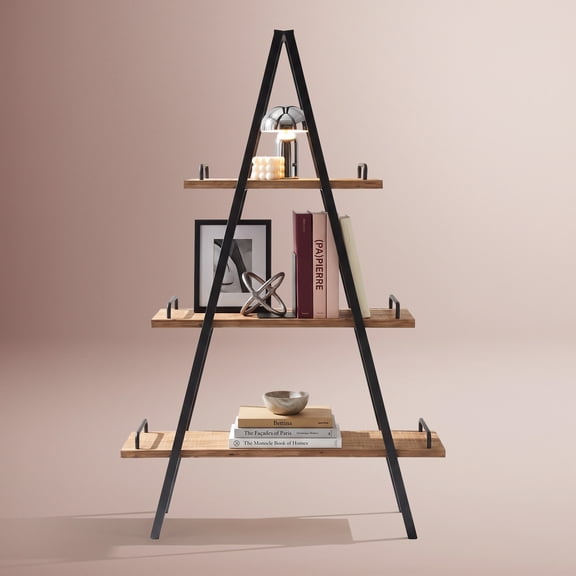 Finch Morris A-Frame Wood & Metal Bookshelf in Natural and Black