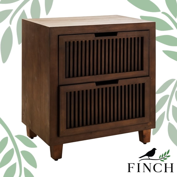 Finch Sawyer 2-Drawers Solid Ash Wood Frame Cabinet in Brown