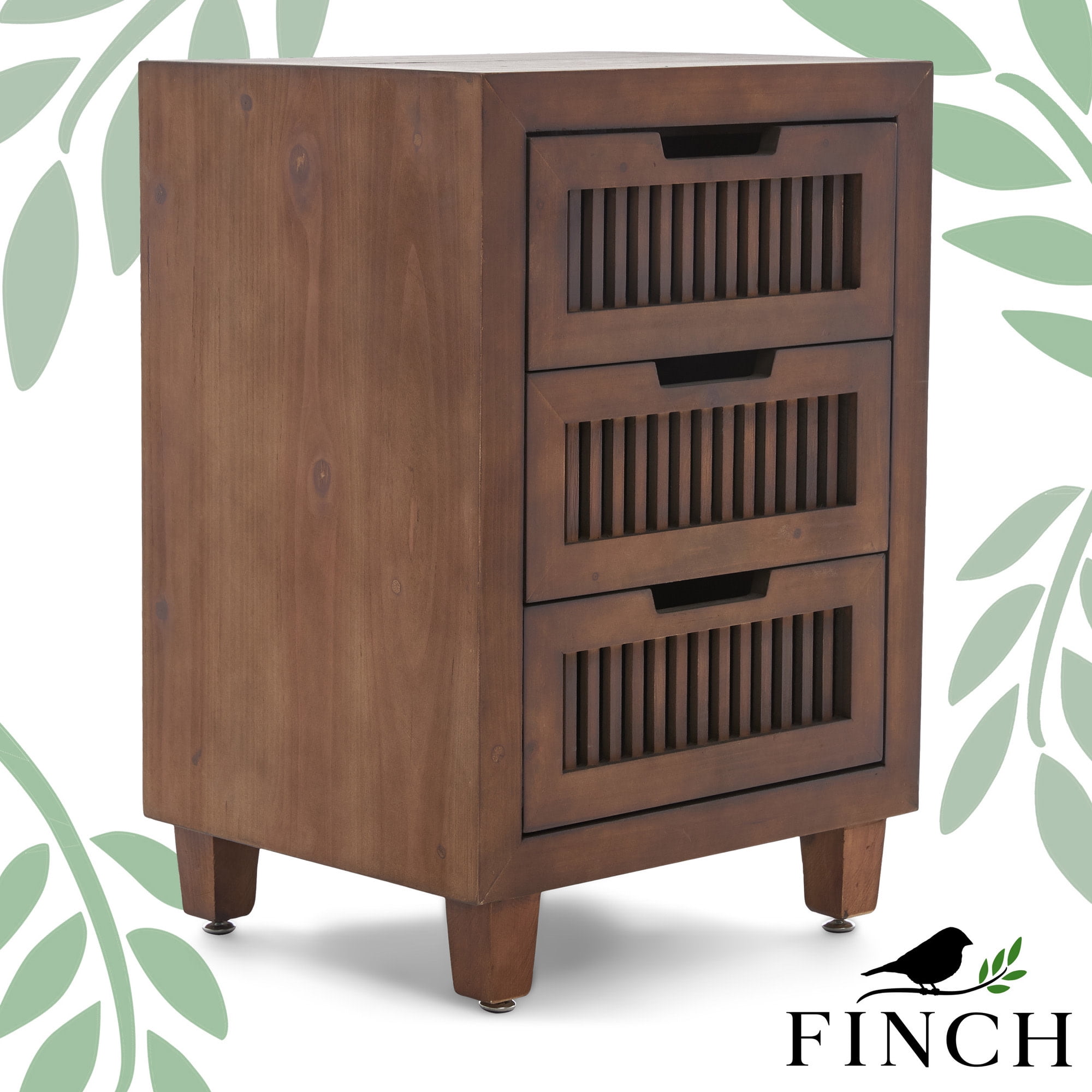 Sawyer Minimalist Ash Wood 3-Drawer Bathroom Cabinet in Walnut Brown