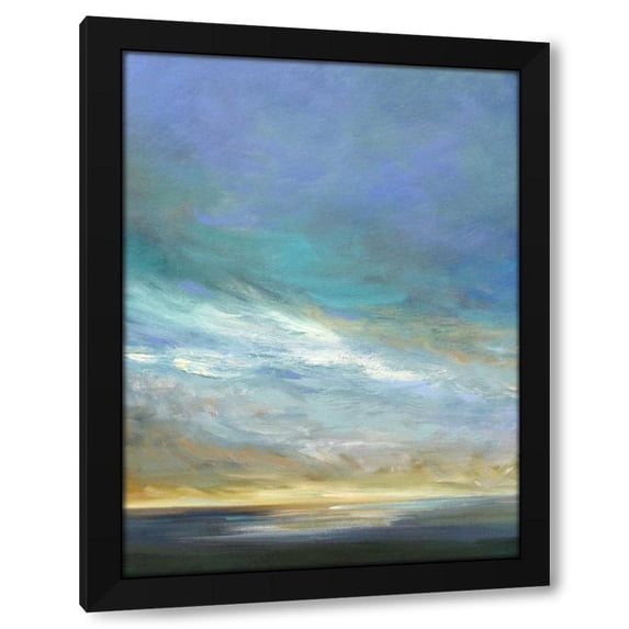 Sheila Finch 19x24 Black Modern Wood Framed Wall Art Titled - Coastal Clouds Triptych II