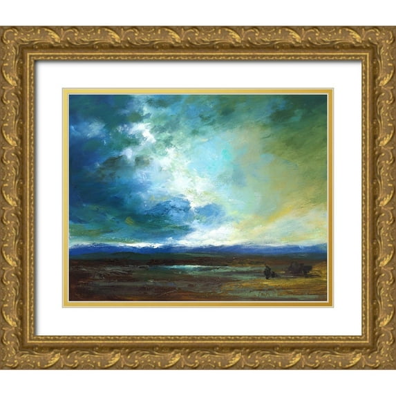 Finch, Sheila 24x20 Gold Ornate Wood Framed with Double Matting Museum Art Print Titled - Pacific Skyscape