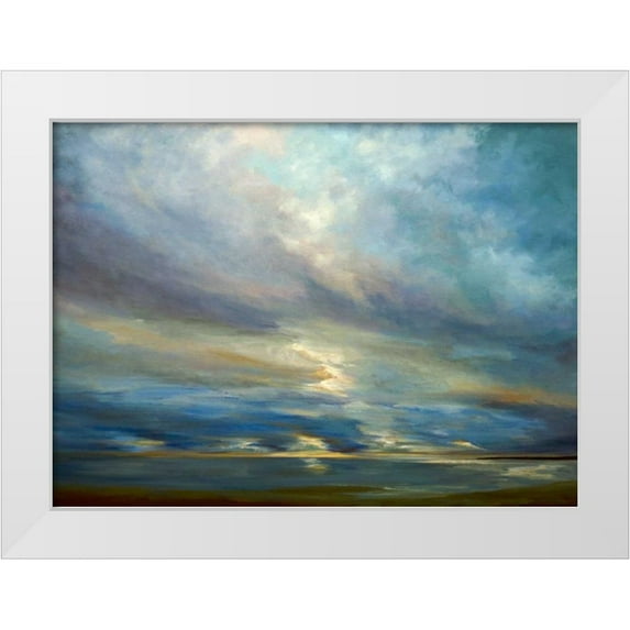 Finch, Sheila 32x25 White Modern Wood Framed Museum Art Print Titled - Clouds on the Bay I