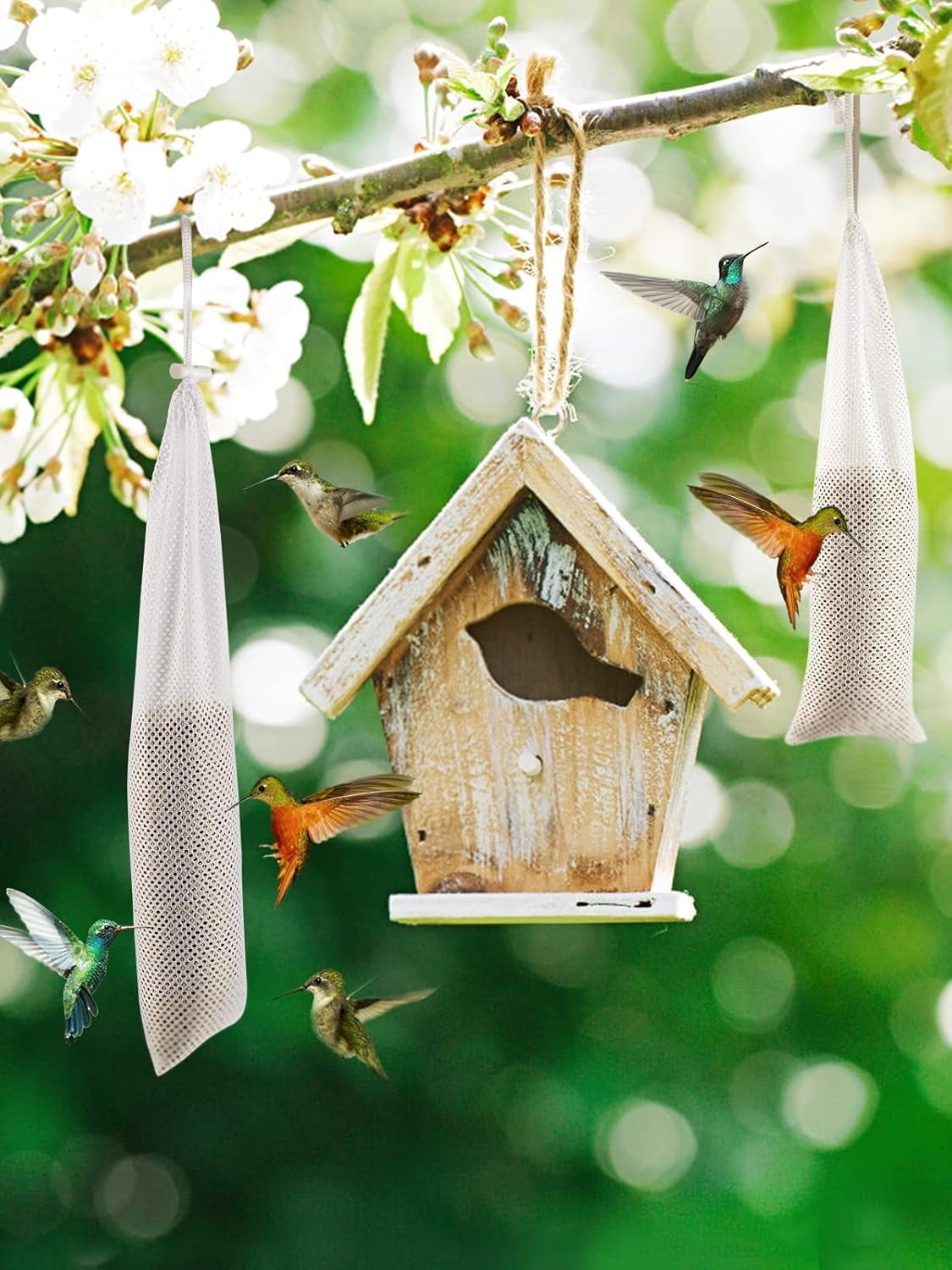 Finch Sock Feeder for Outdoor, Durable Thistle Seed Feeder Sacks with Funnels, Bird Food Supply Tools for Garden Yard Wild Finch Feeding