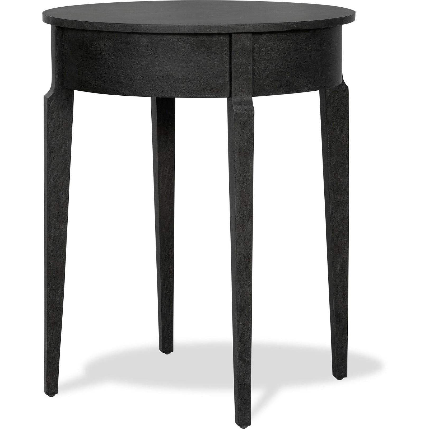 Elegant Charcoal Round Side Table with Storage Drawer