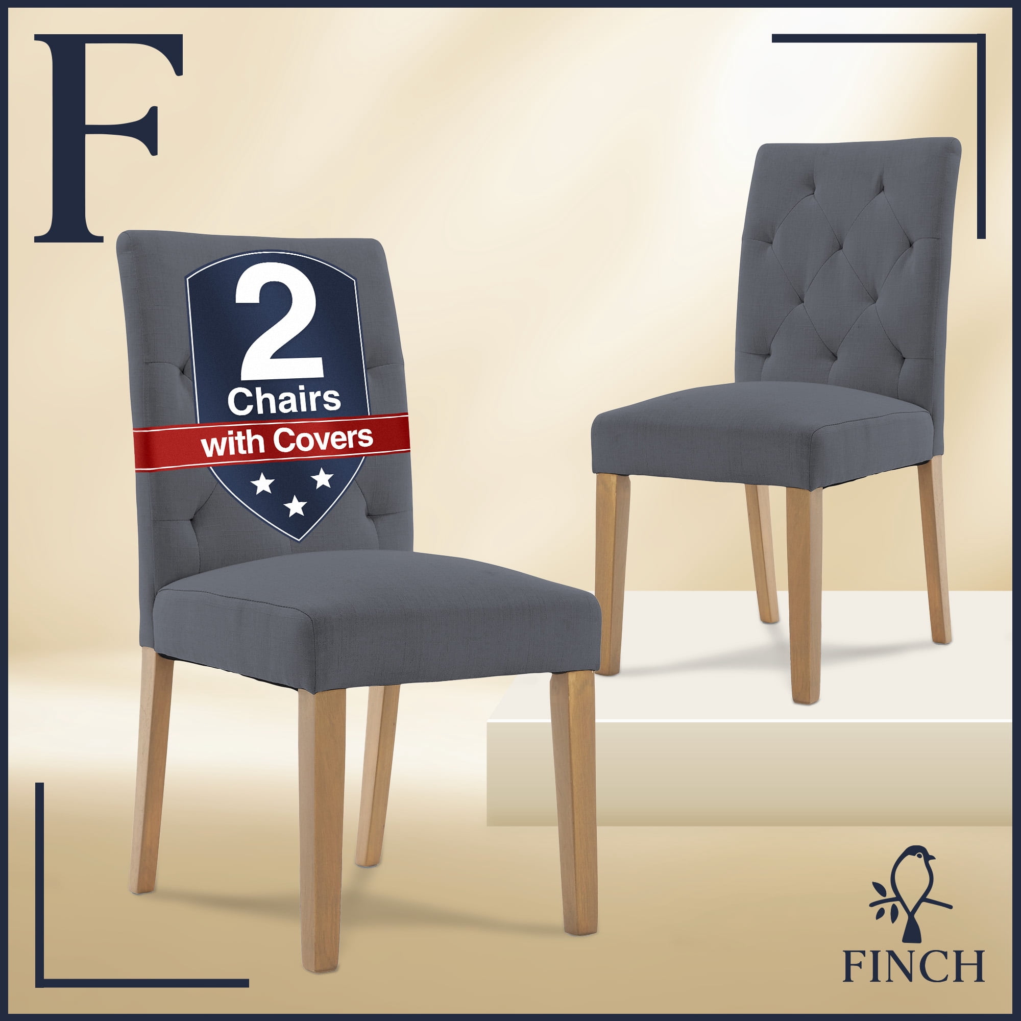 Finch Westport Tufted Armless Dining Side Chairs, Cottage Gray (Set of 2)